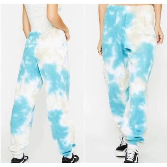 BSR By Samii Ryan Pure angel blue tan tie-dye sweatpants drawstring Size S - Picture 5 of 5
